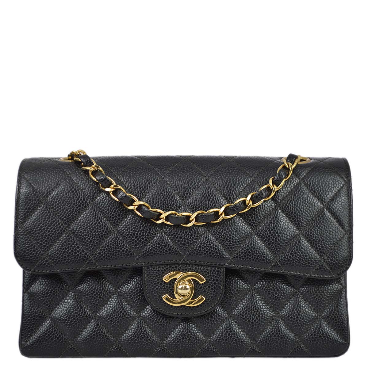 Luxury Chanel 2000-2001 Black Caviar Small Classic Double Flap Bag