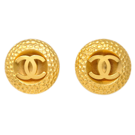 Luxury Chanel Button Earrings Clip-On Gold 29