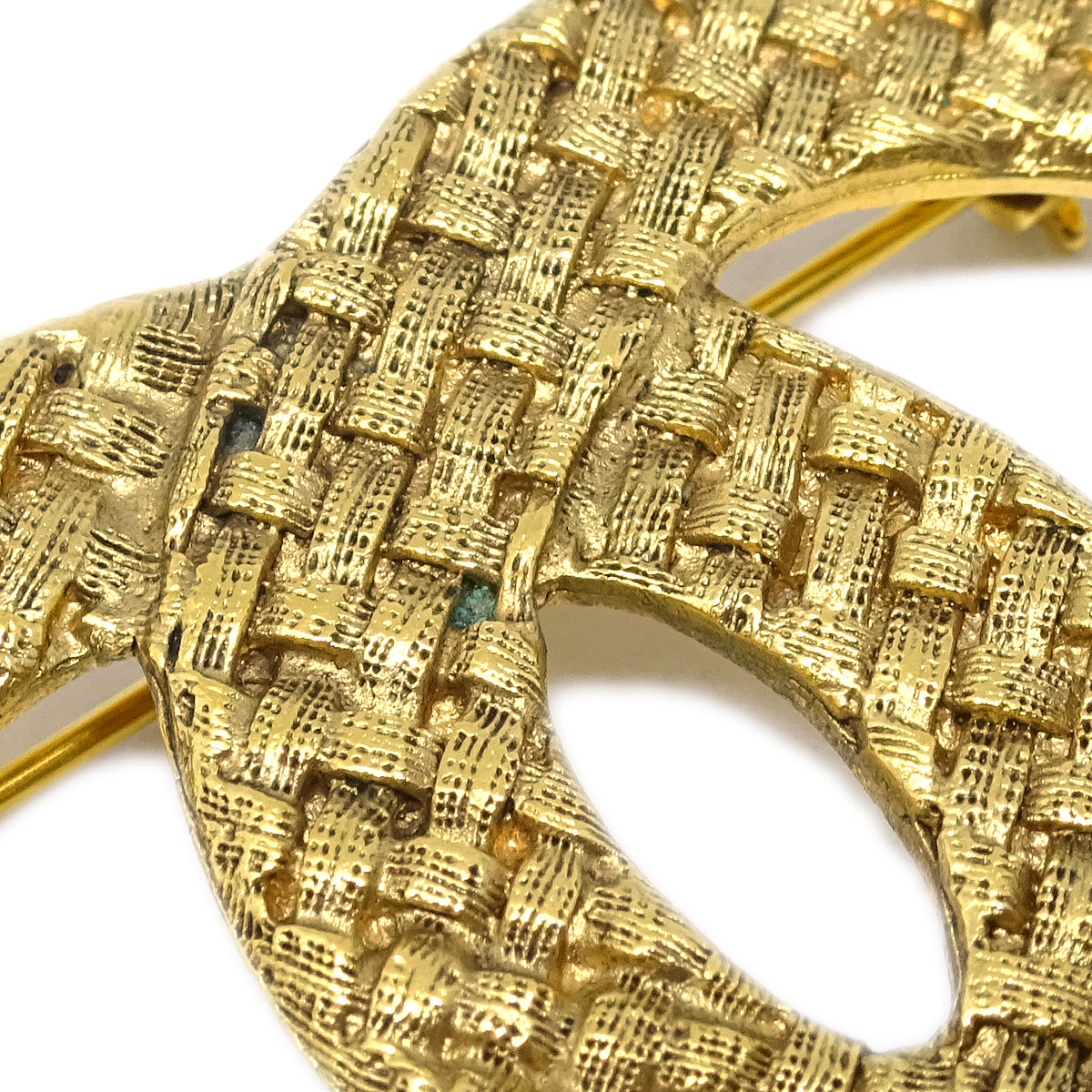 Luxury Chanel CC Quilted Brooch Pin Gold 1262/29