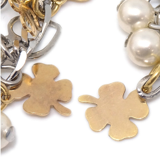 Luxury Chanel Artificial Pearl Dangle Piercing Earrings Gold 06A