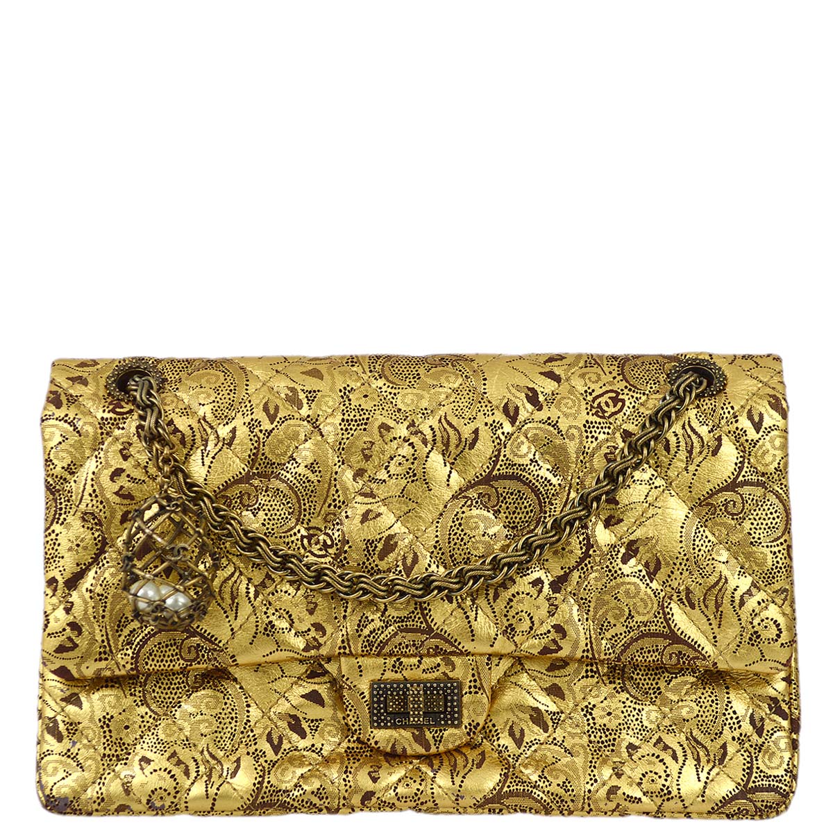 Luxury Chanel 2008 A Paris-Moscow Runway Metallic Gold Leather 2.55 Reissue Double Flap Bag