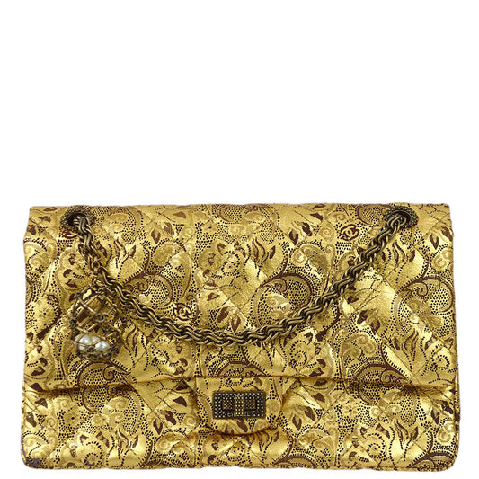 Luxury Chanel 2008 A Paris-Moscow Runway Metallic Gold Leather 2.55 Reissue Double Flap Bag