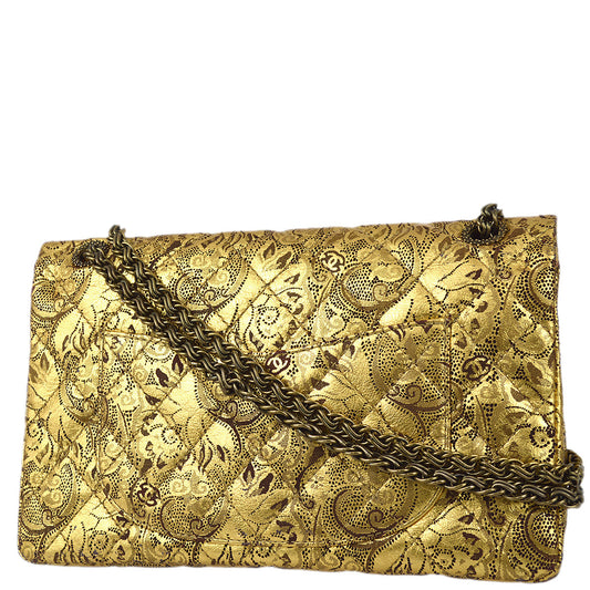 Luxury Chanel 2008 A Paris-Moscow Runway Metallic Gold Leather 2.55 Reissue Double Flap Bag