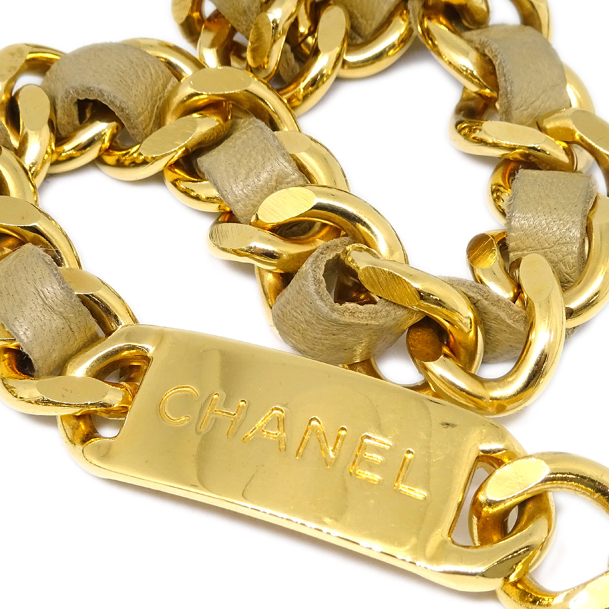 Luxury Chanel Medallion Chain Belt Beige Small New