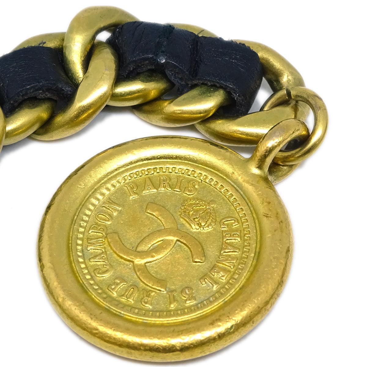 Luxury Chanel Medallion Chain Belt Black Small New 94A