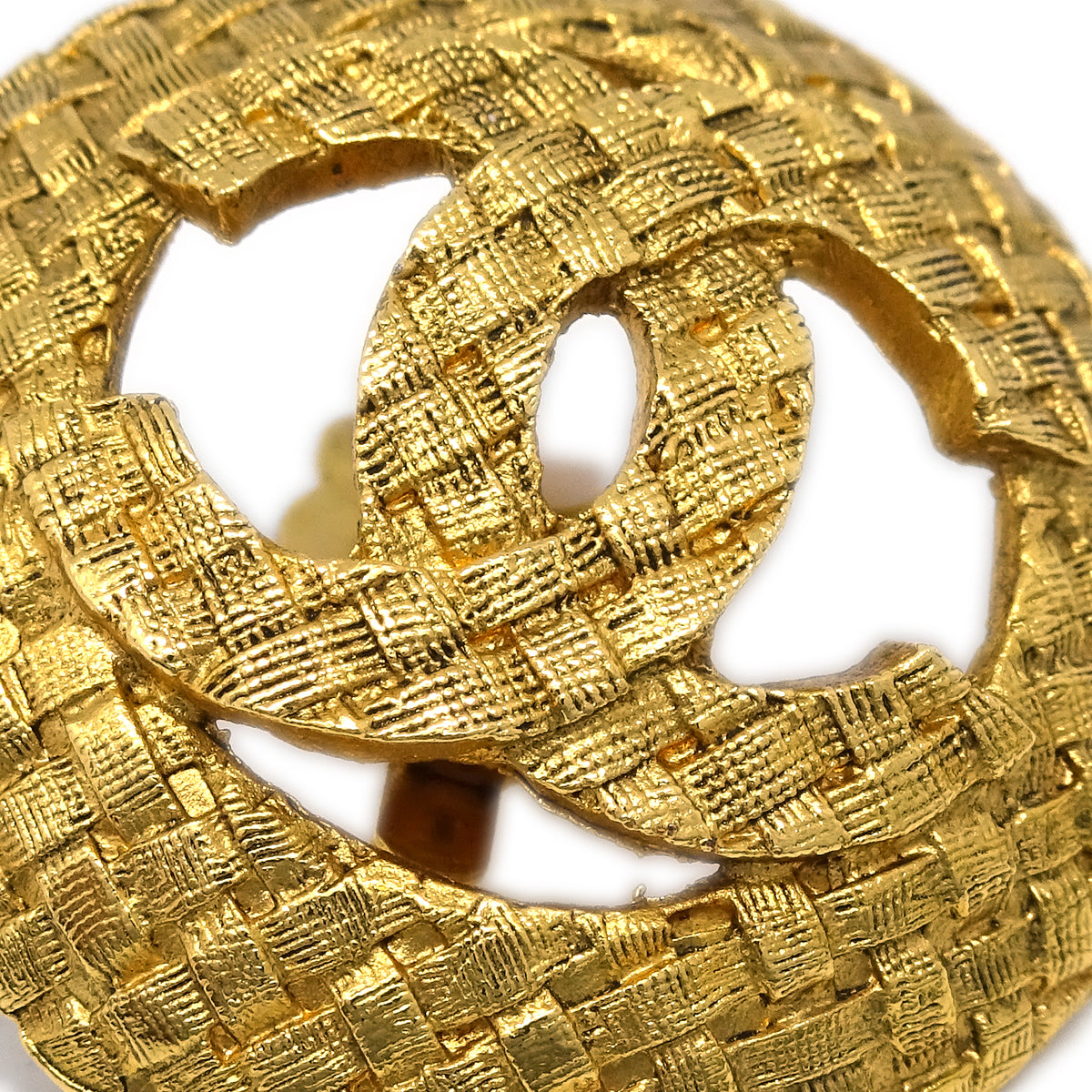 Luxury Chanel Button Quilted Earrings Gold Clip-On 2889/29