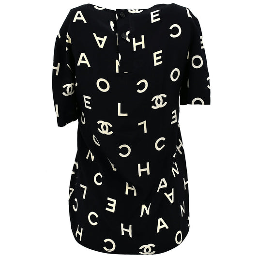 Luxury Chanel Spring 1997 Short Sleeve Shirt Blouse Tops Black 97P #38