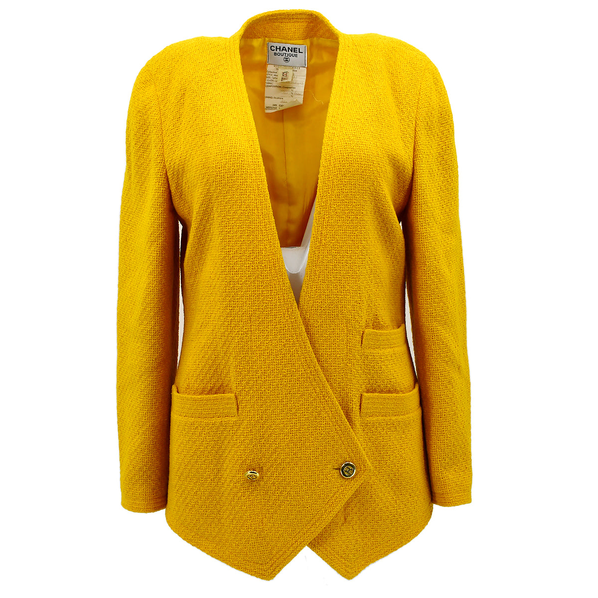 Luxury Chanel Double Breasted Colorless Jacket Yellow 17 #38