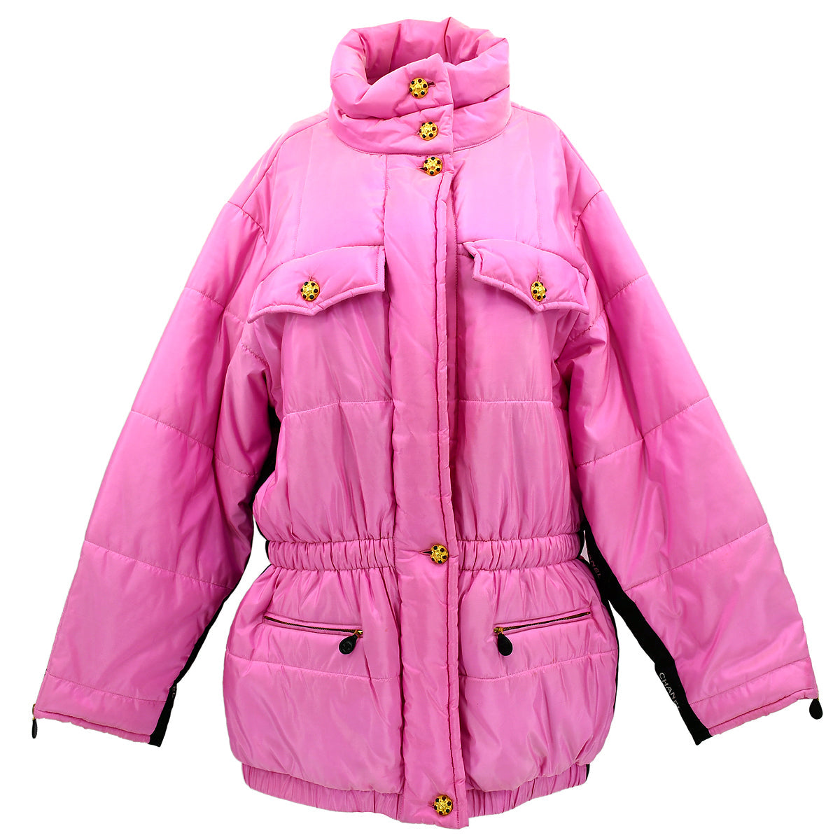 Luxury Chanel Fall 1996 silk puffer jacket with Gripoix buttons #40