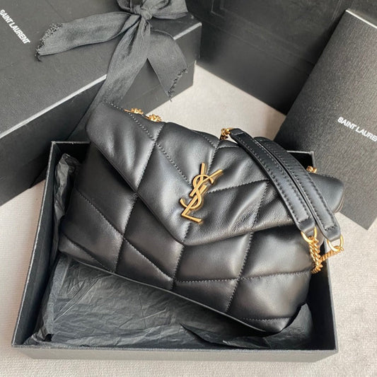 Luxury Saint Laurent LOULOU MINI 23 BLACK QUILTED GOLD HARDWARE