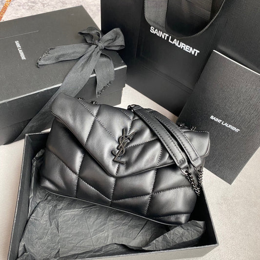 Luxury Saint Laurent LOULOU MINI 23 ALL BLACK QUILTED LEATHER