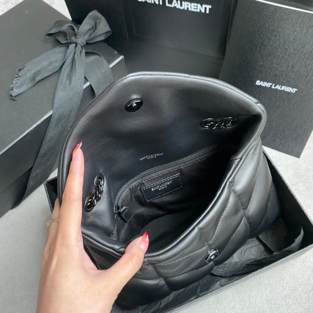 Luxury Saint Laurent LOULOU MINI 23 ALL BLACK QUILTED LEATHER