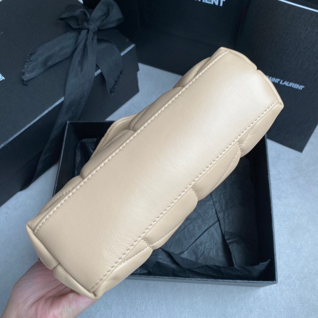 Luxury Saint Laurent LOULOU MINI 23 CREAM QUILTED GOLD HARDWARE
