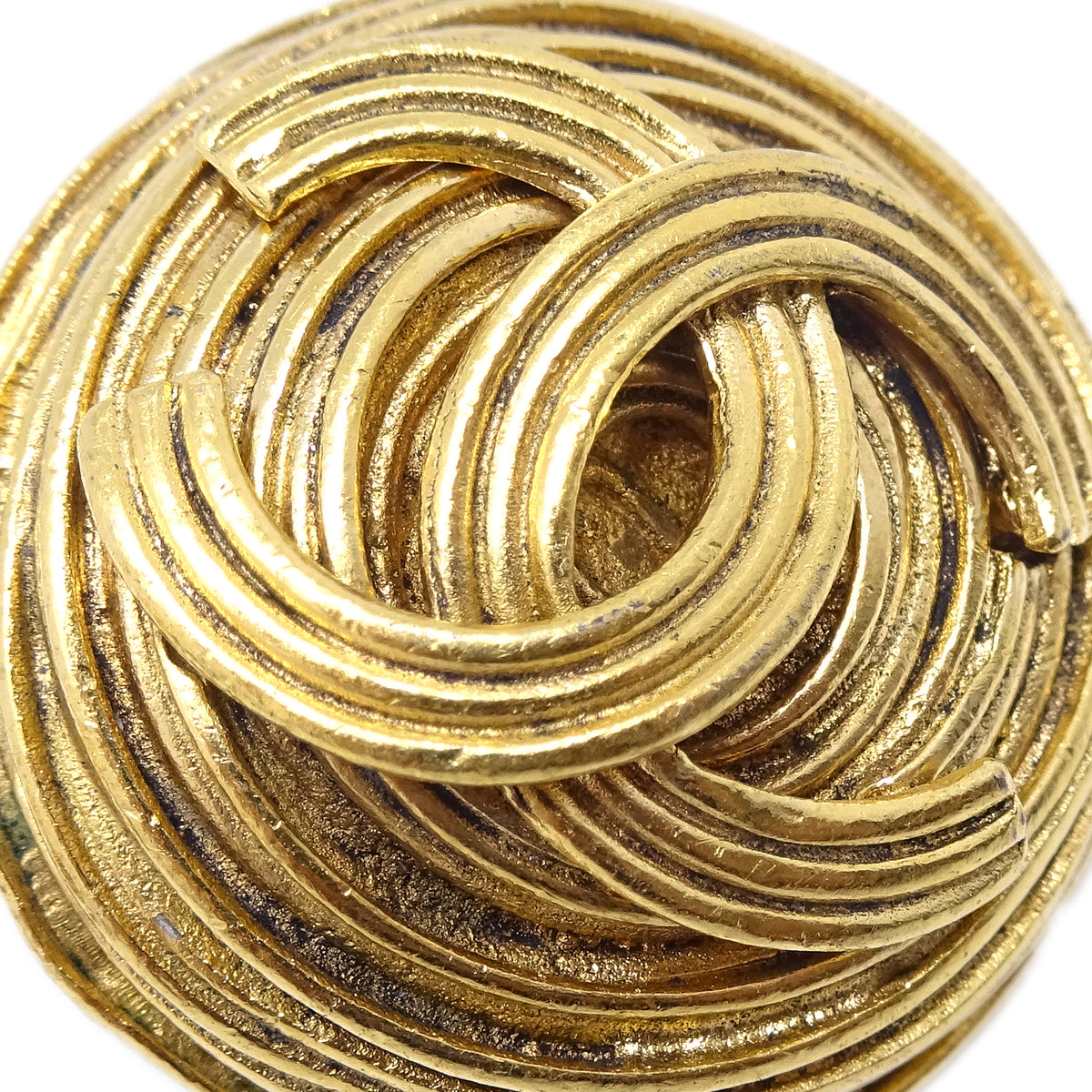 Luxury Chanel Button Earrings Clip-On Gold 94A