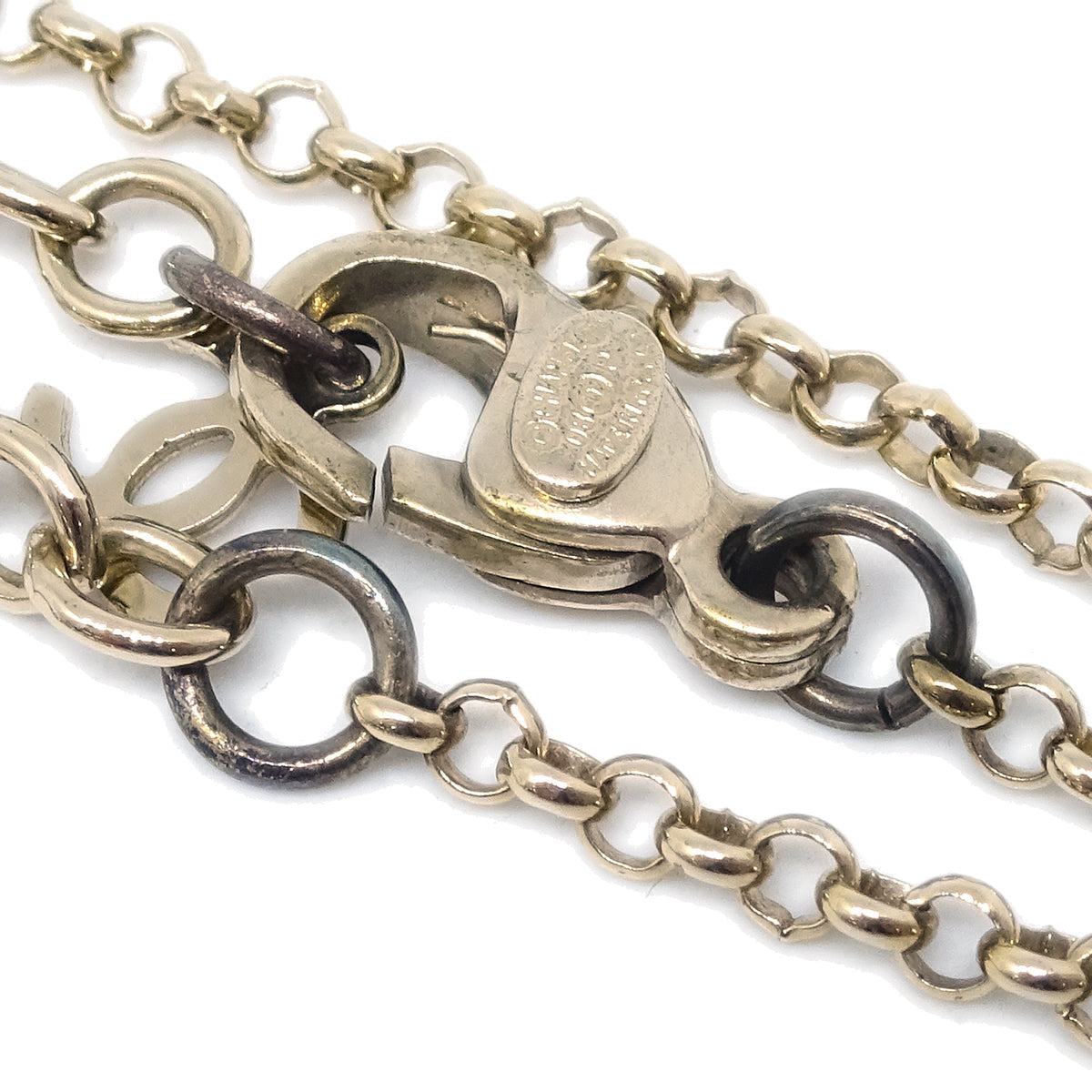 Luxury Chanel Gold Chain Pendant Necklace Rhinestone 08P