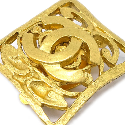 Luxury Chanel Square Earrings Clip-On Gold 95A