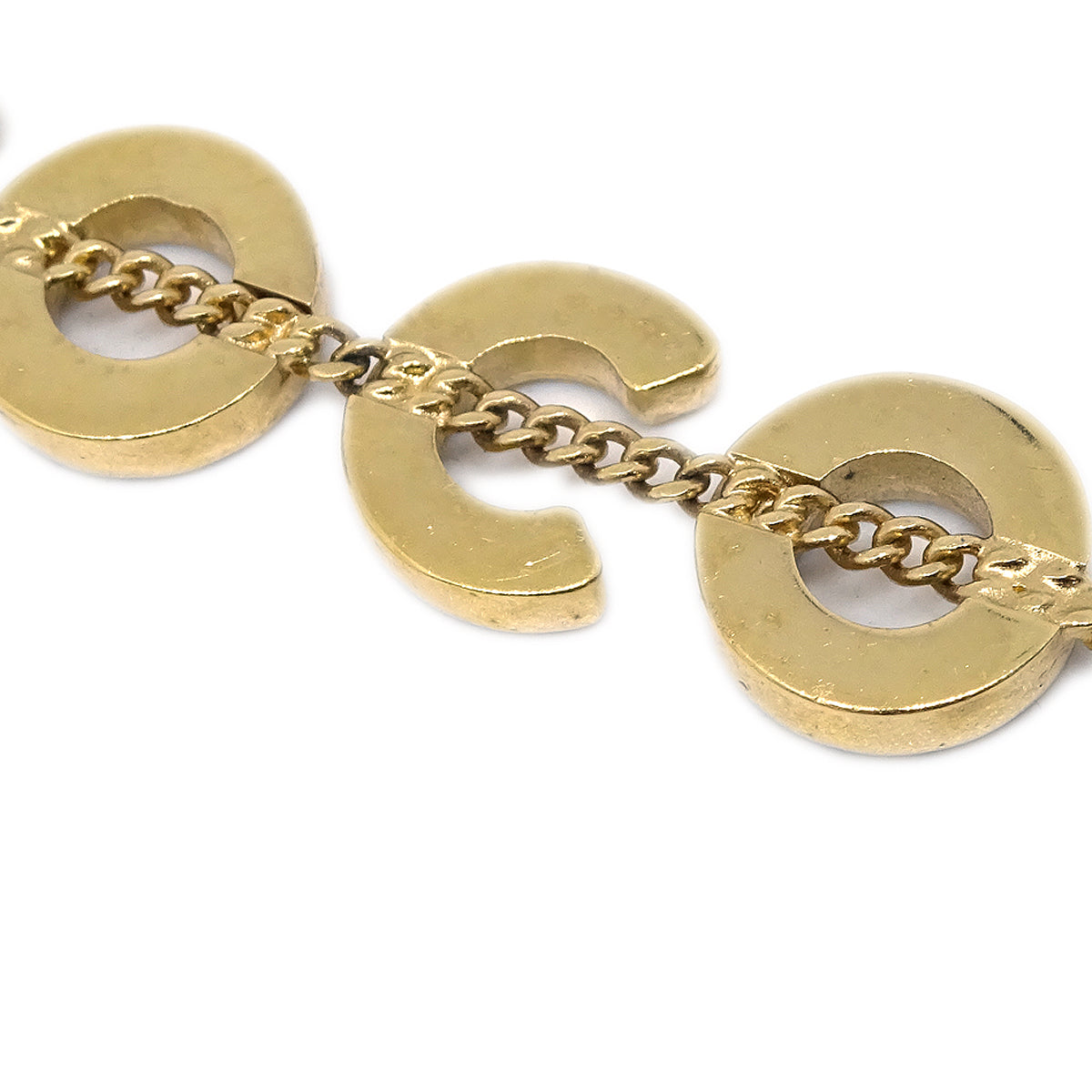 Luxury Chanel COCO Chain Pendant Necklace Rhinestone Gold 01A