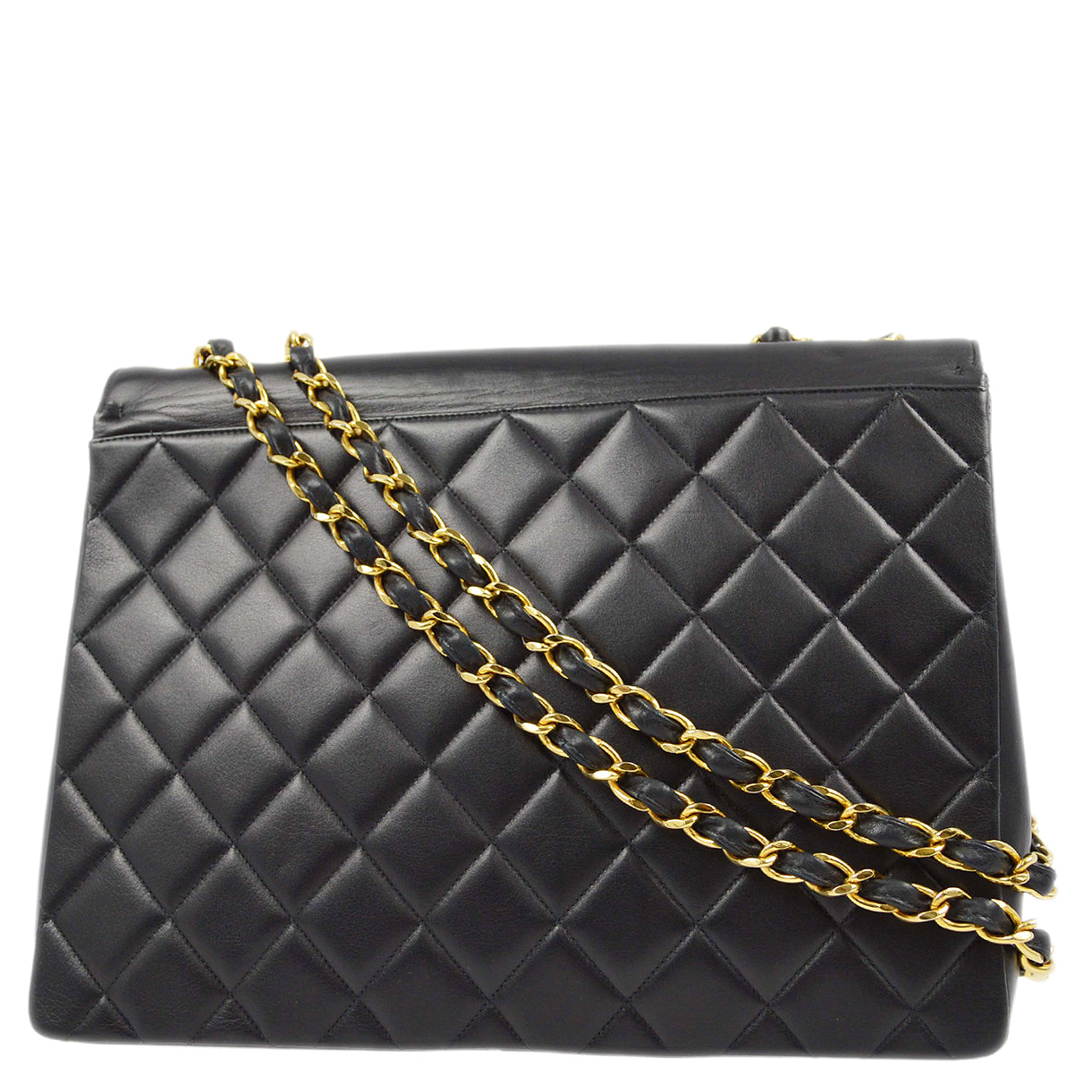 Luxury Chanel * 1991-1994 Black Lambskin Maxi Straight CC Flap