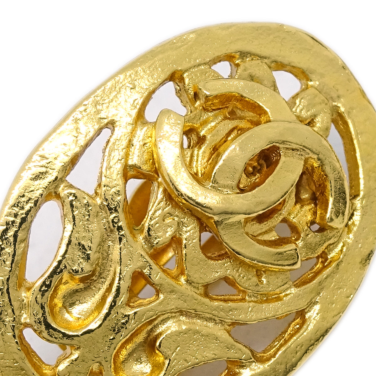 Luxury Chanel Gold Dangle Earrings Clip-On 95A