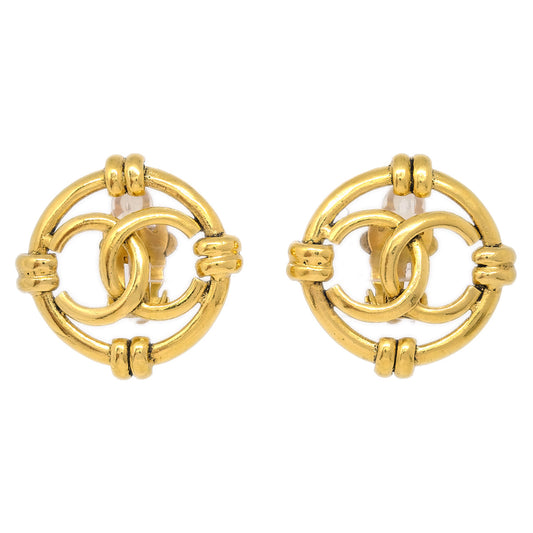 Luxury Chanel Gold Button Earrings Clip-On 94A
