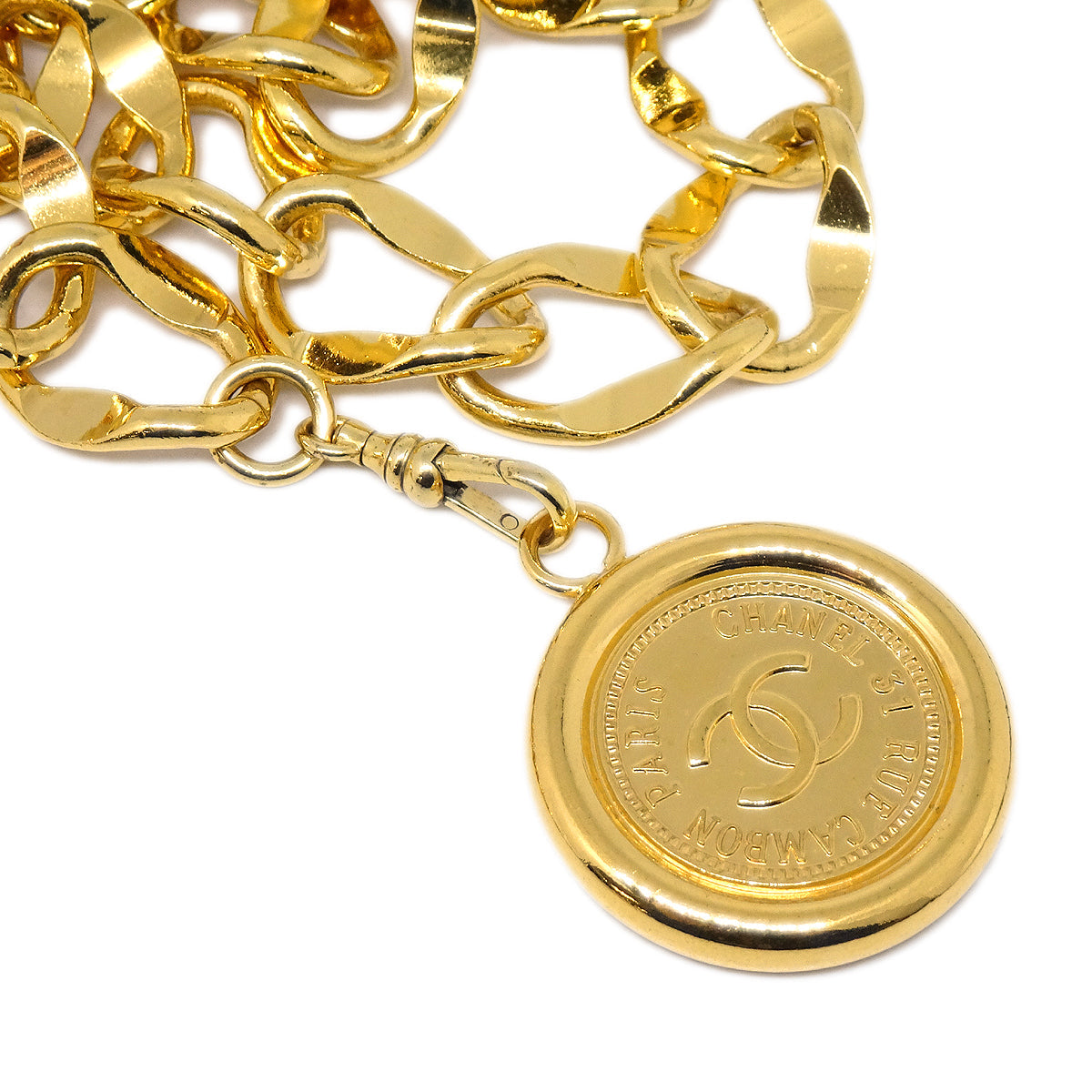 Luxury Chanel Gold Medallion Chain Belt Small New
