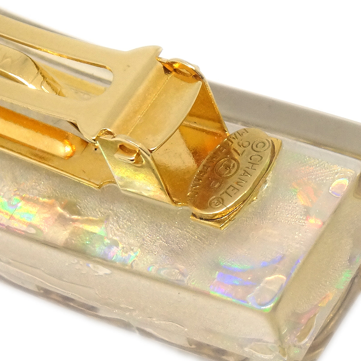 Luxury Chanel Hair Clip Hairpin Barrette Clear 97P