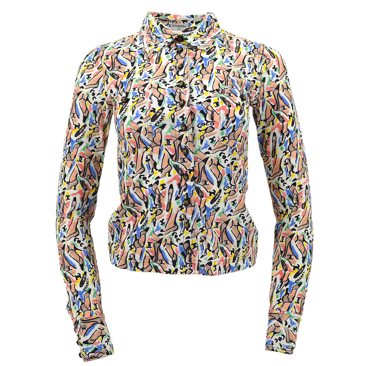 Luxury Chanel spring 1995 shoe-print shirt #36