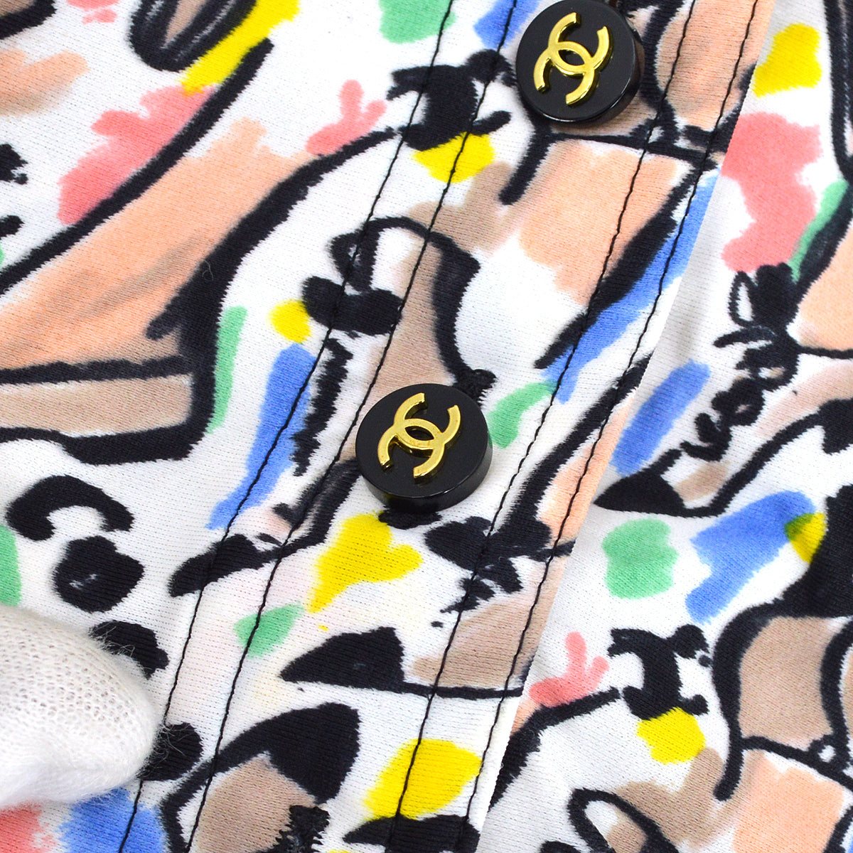 Luxury Chanel spring 1995 shoe-print shirt #36