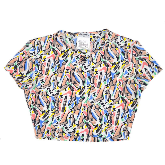 Luxury Chanel spring 1995 shoe-print cropped top #38