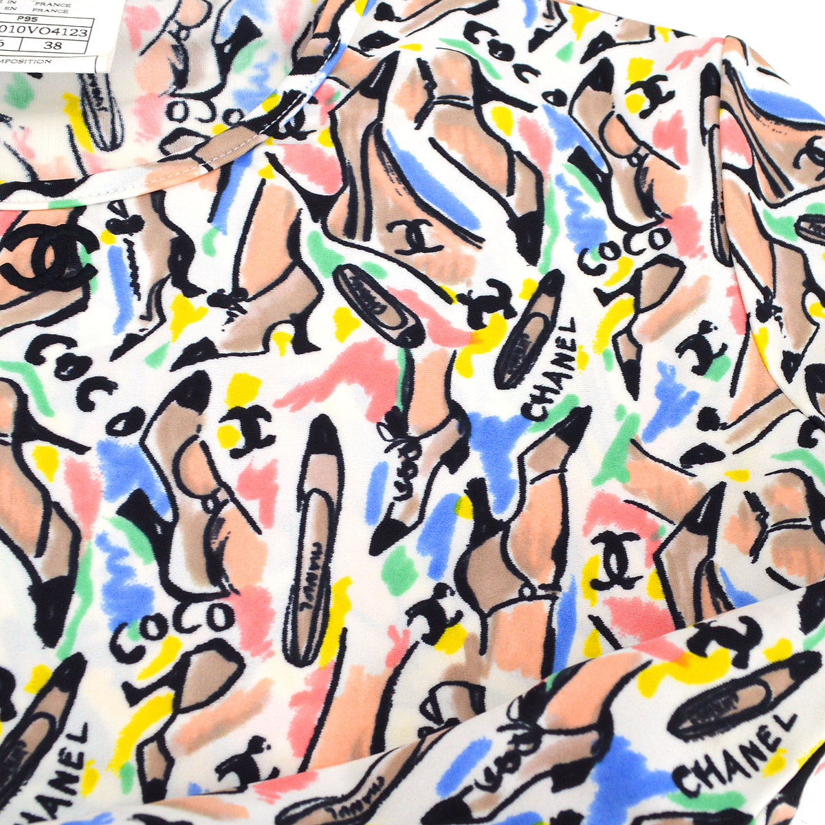 Luxury Chanel spring 1995 shoe-print cropped top #38