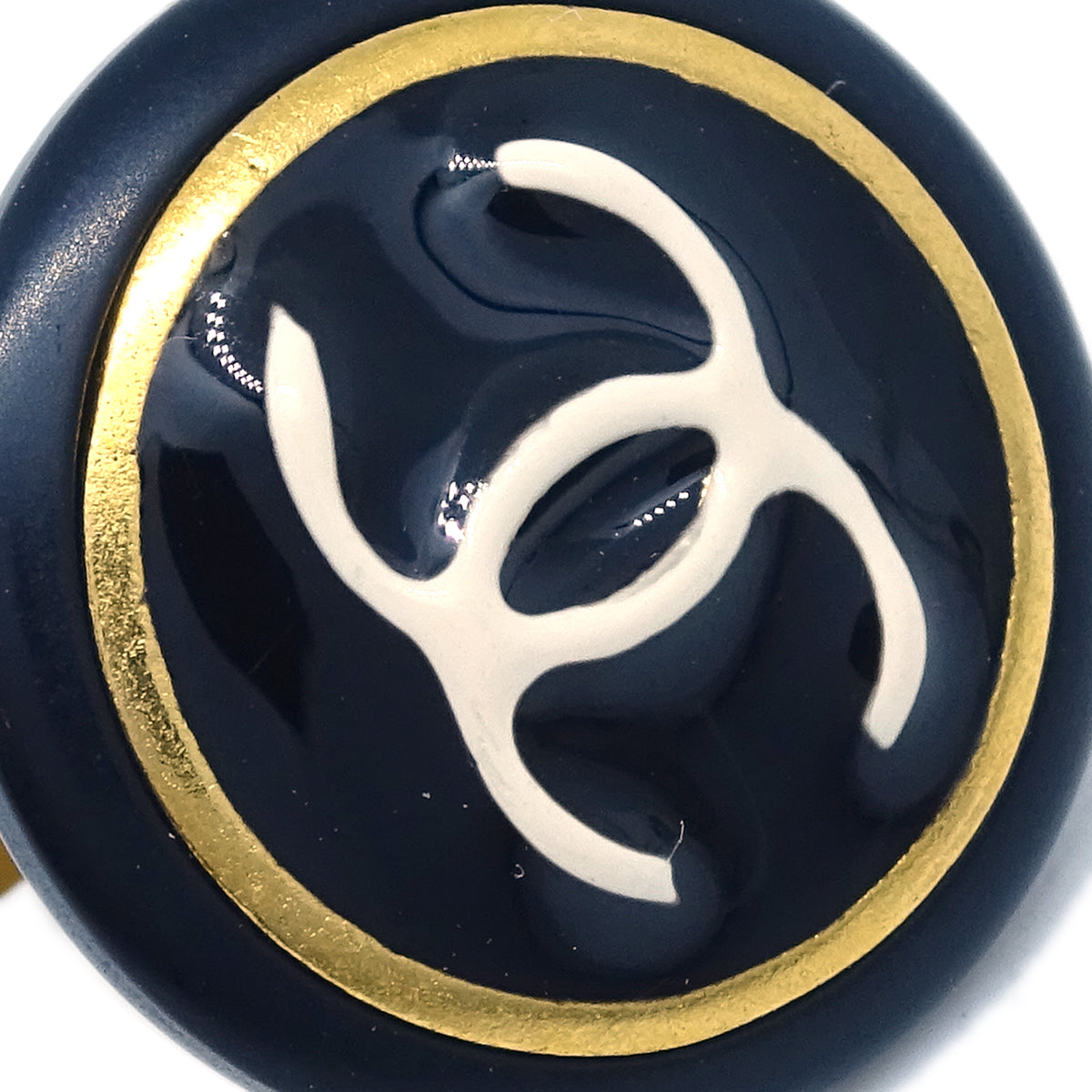Luxury Chanel Black Button Earrings Clip-On 97A