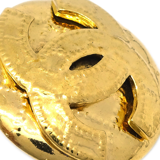 Luxury Chanel Button Earrings Clip-On Gold 94P