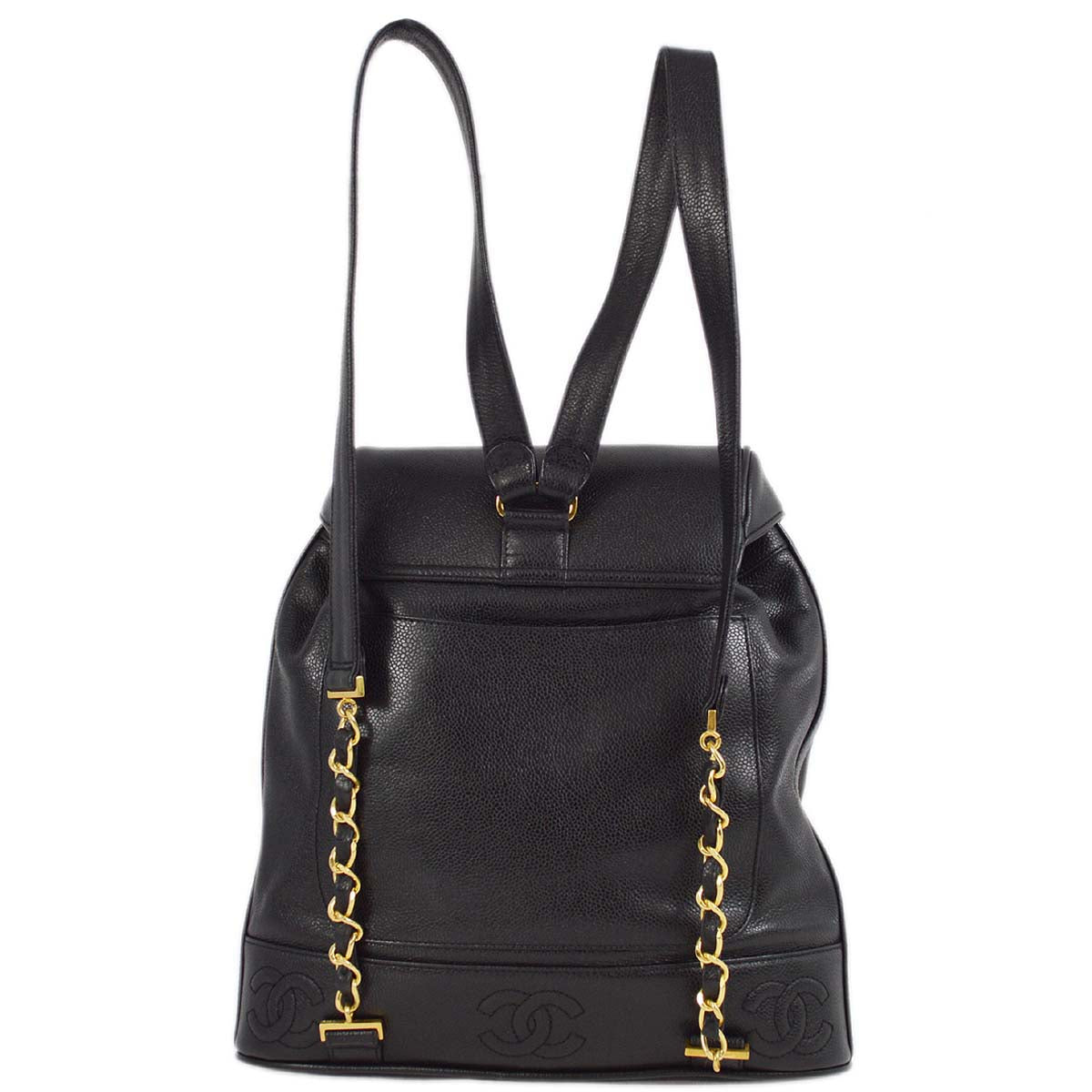 Luxury Chanel 1996-1997 Black Caviar Triple CC Backpack