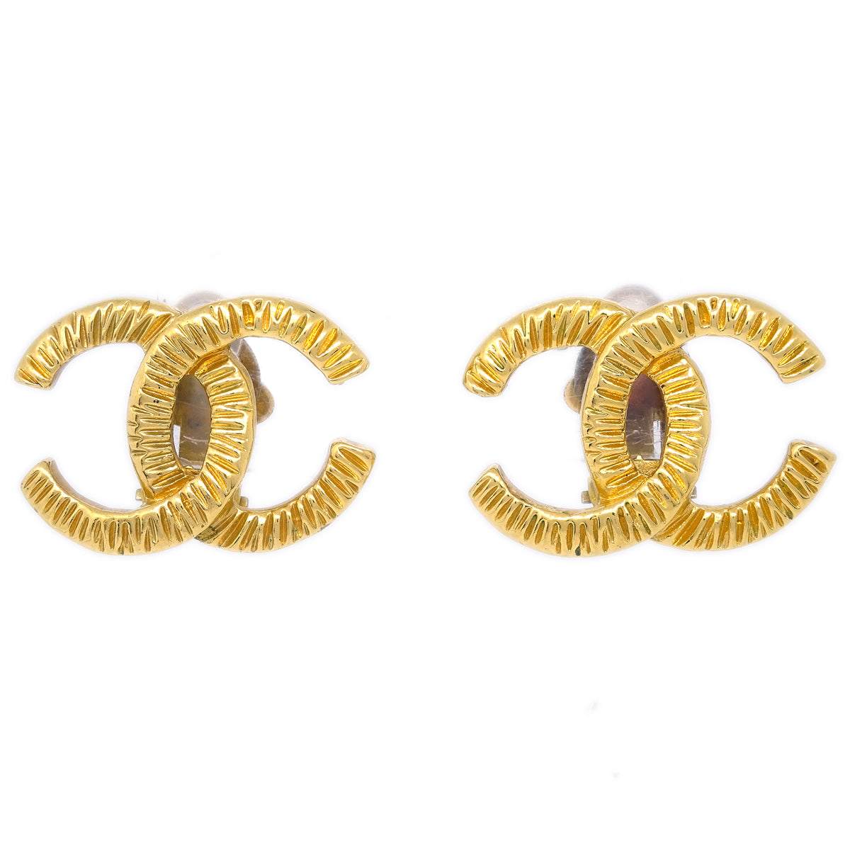 Luxury Chanel Gold CC Earrings Clip-On 93P