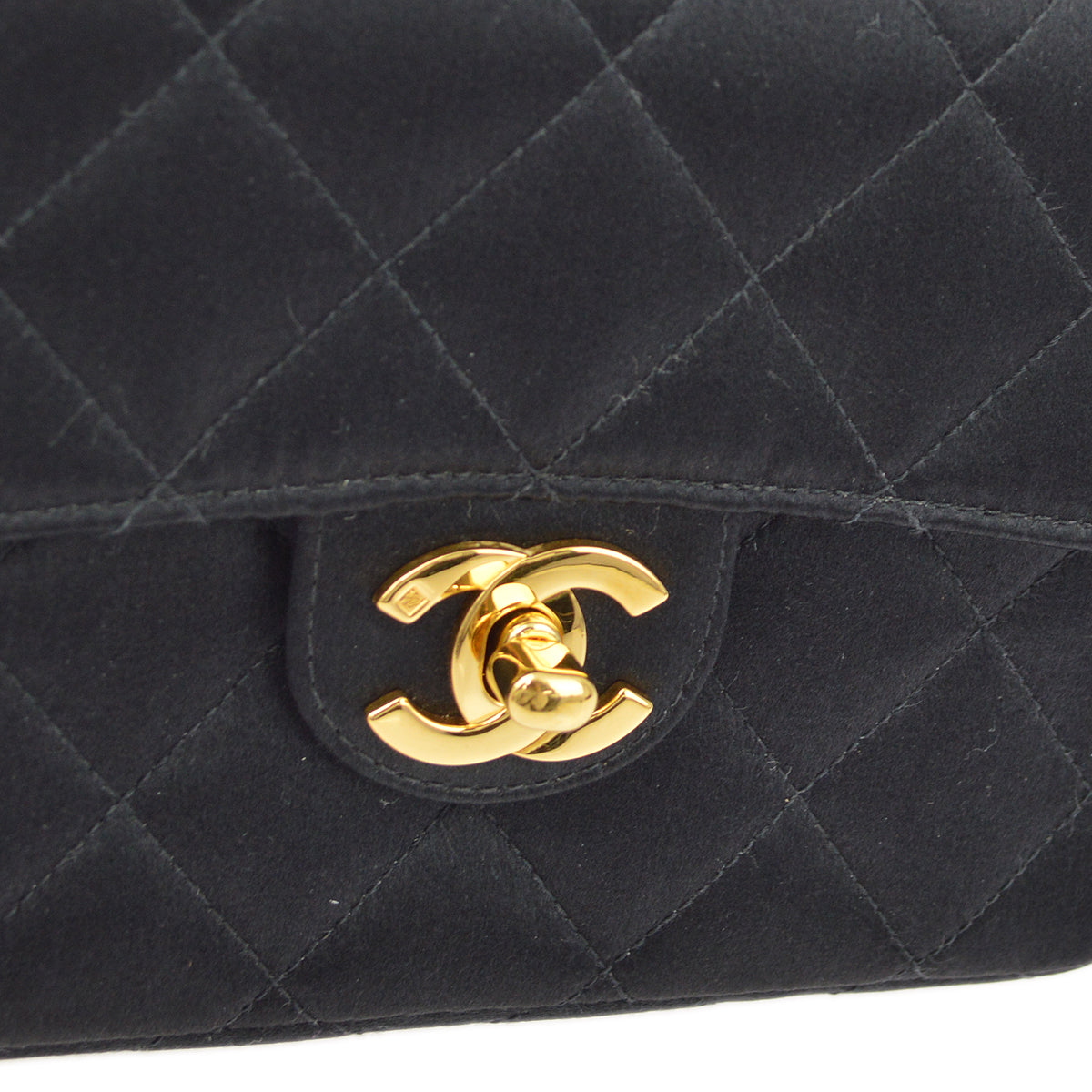 Luxury Chanel 1994-1996 Satin Mini Classic Square Flap Handbag
