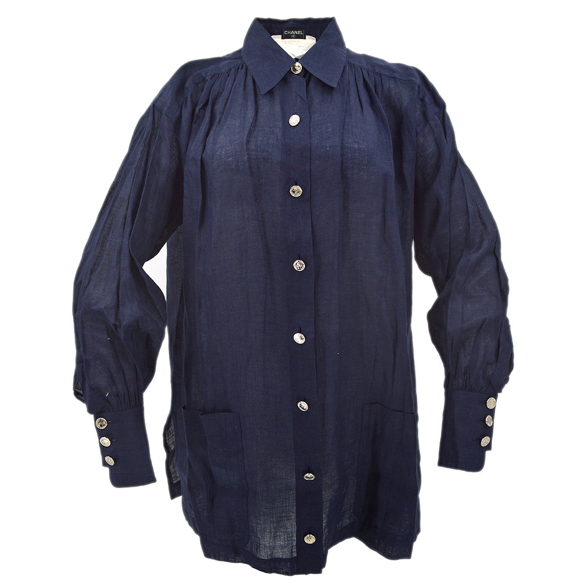 Luxury Chanel Blouse Shirt Navy