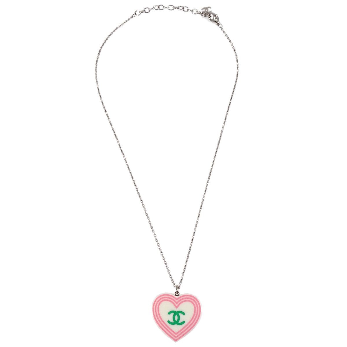 Luxury Chanel Heart Chain Necklace Pendant Silver 04C