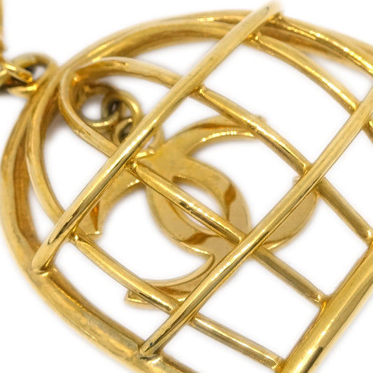 Luxury Chanel Gold Birdcage Dangle Earrings Clip-On 93A