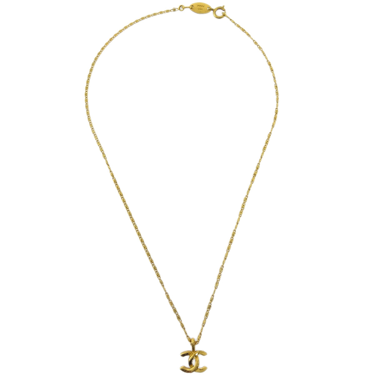 Luxury Chanel Gold Mini CC Pendant Necklace 1982