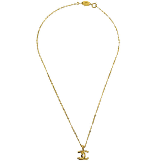Luxury Chanel Gold Mini CC Pendant Necklace 1982