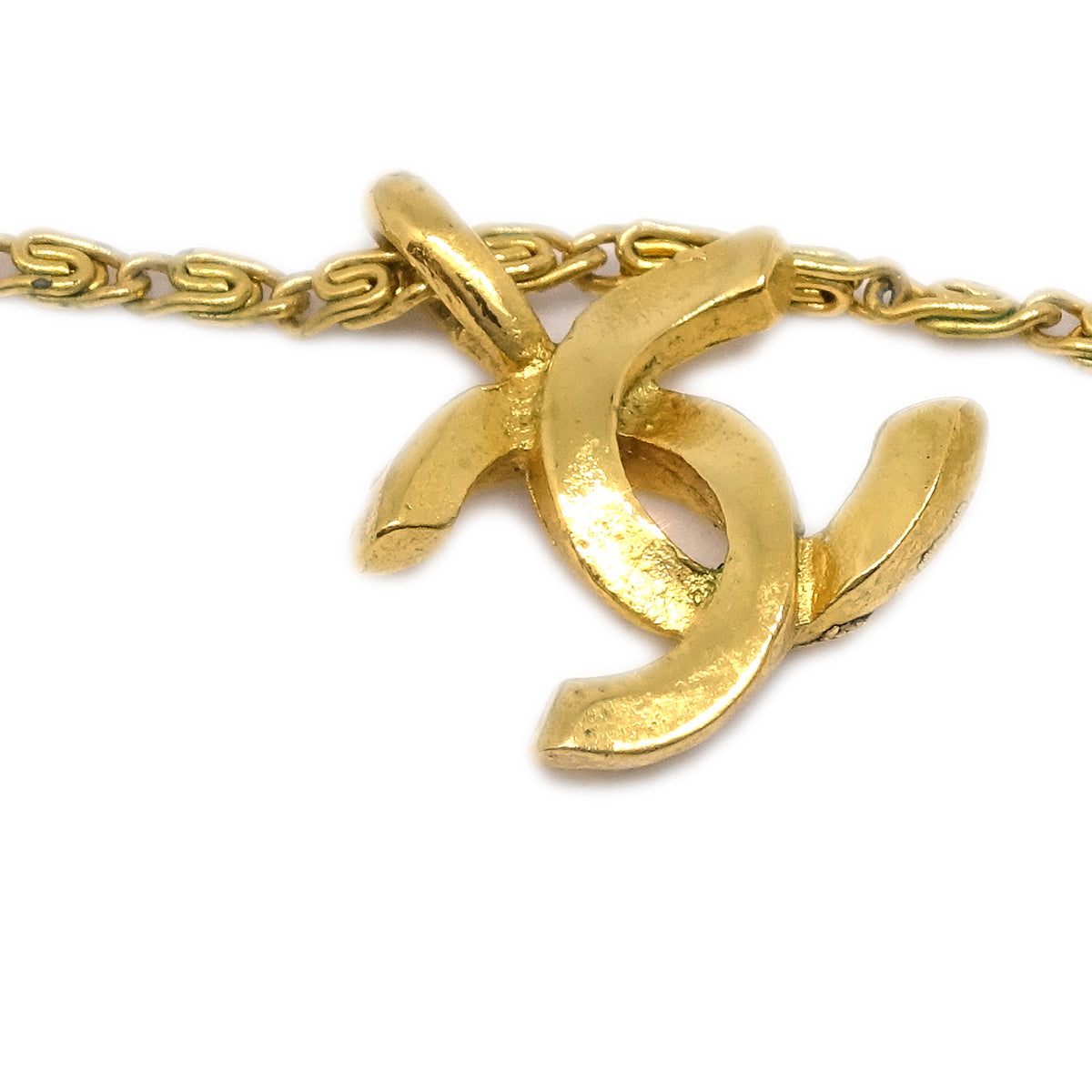 Luxury Chanel Gold Mini CC Pendant Necklace 1982