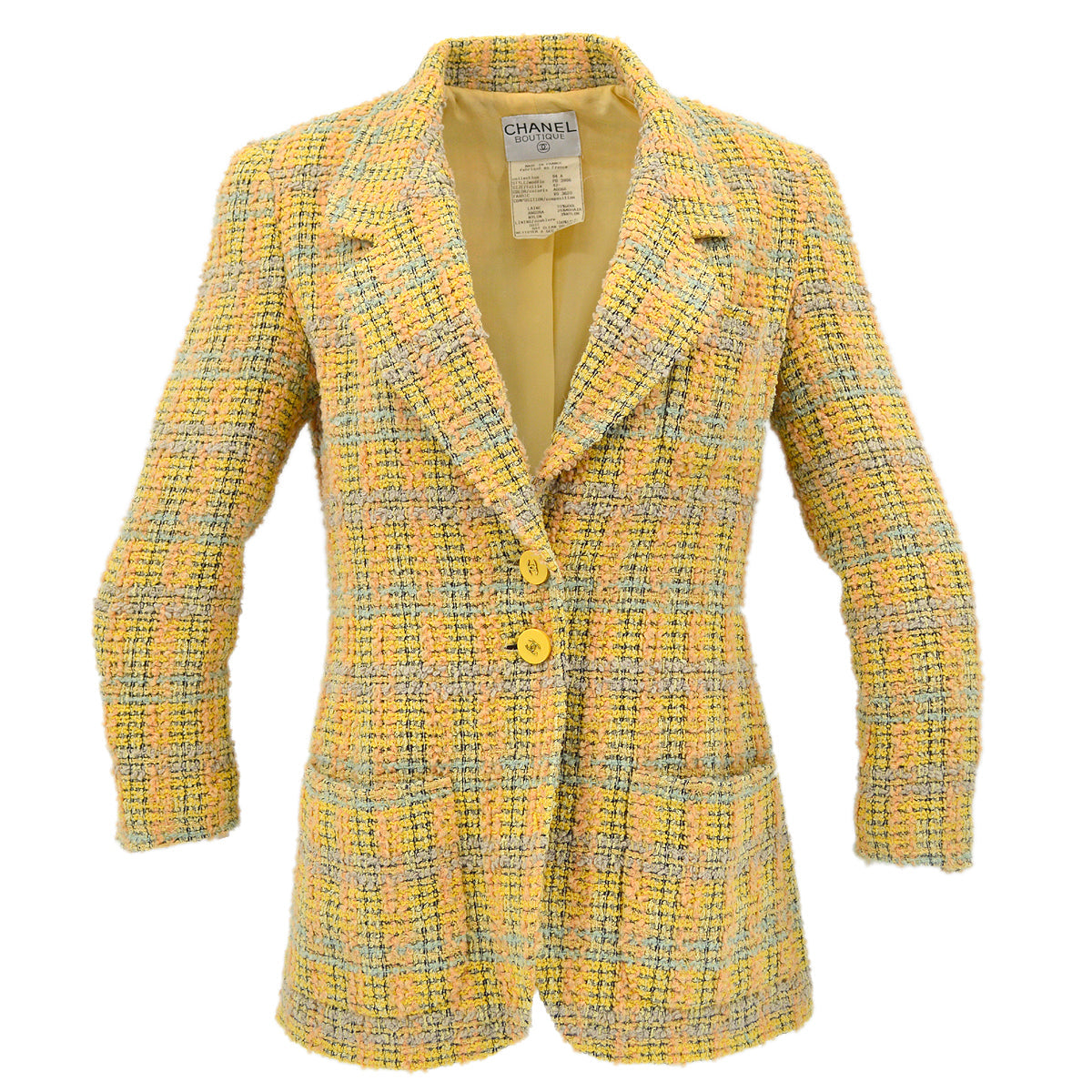 Luxury Chanel Fall 1994 single-breasted tweed jacket #42