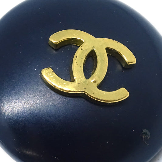 Luxury Chanel Button Earrings Clip-On Black 95P