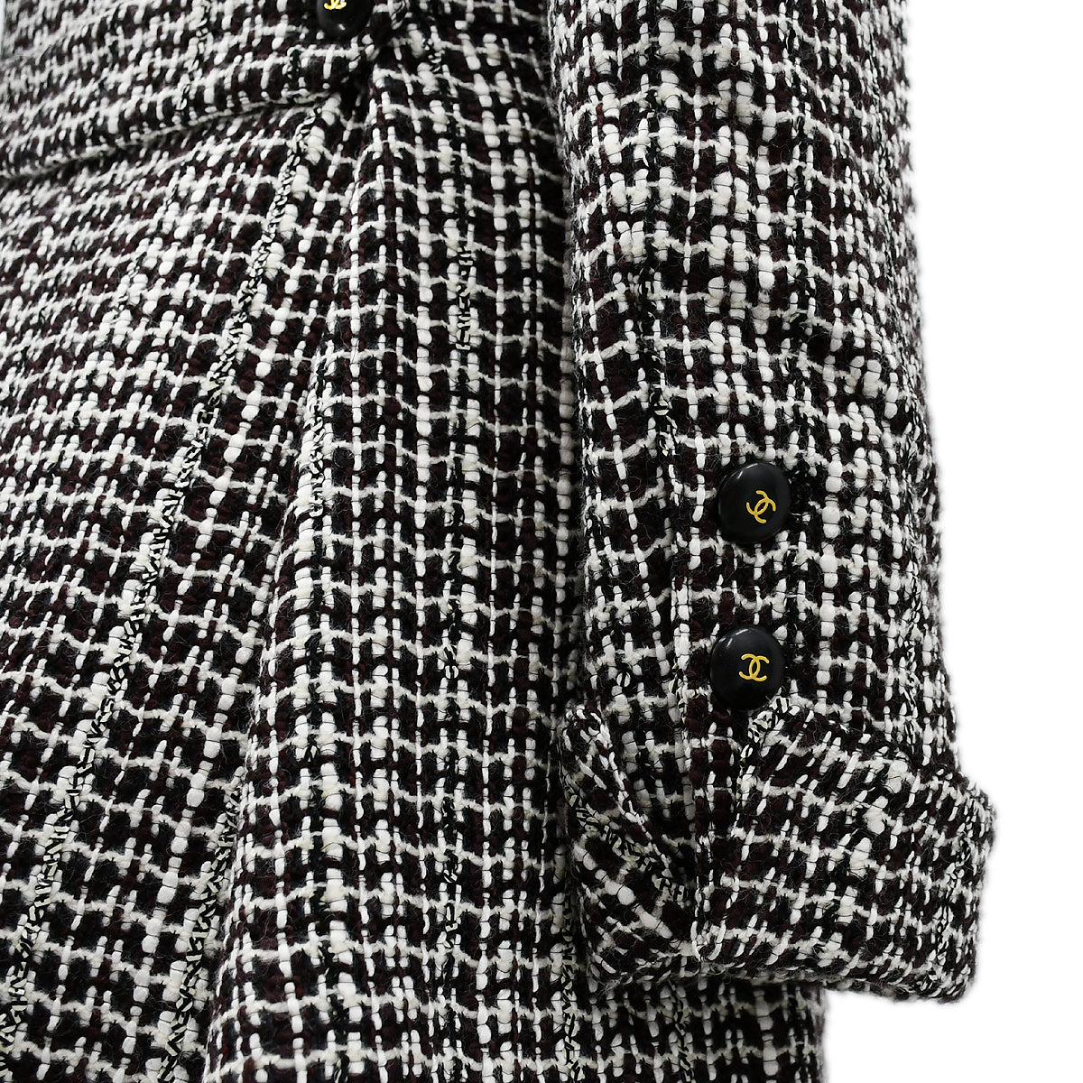 Luxury Chanel Double Breasted Jacket Brown Tweed 01A #38