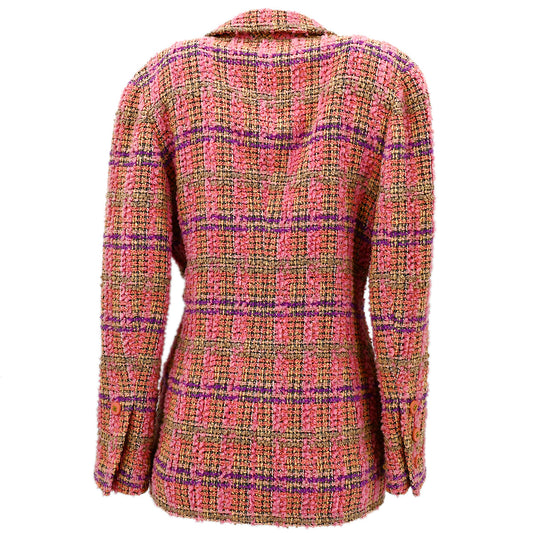 Luxury Chanel Fall 1994 single-breasted tweed boucle jacket #38
