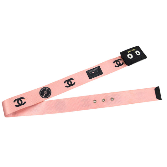 Luxury Chanel Cassette Tape Belt Pink 04P #75/30 Small New
