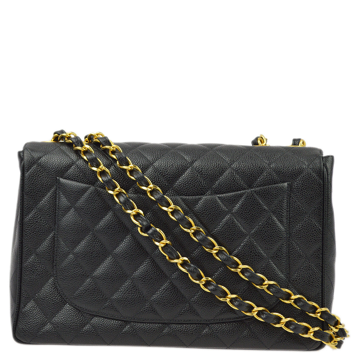 Luxury Chanel 1994-1996 Black Caviar Jumbo Classic Flap Bag