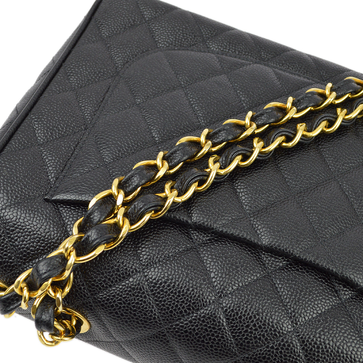Luxury Chanel 1994-1996 Black Caviar Jumbo Classic Flap Bag