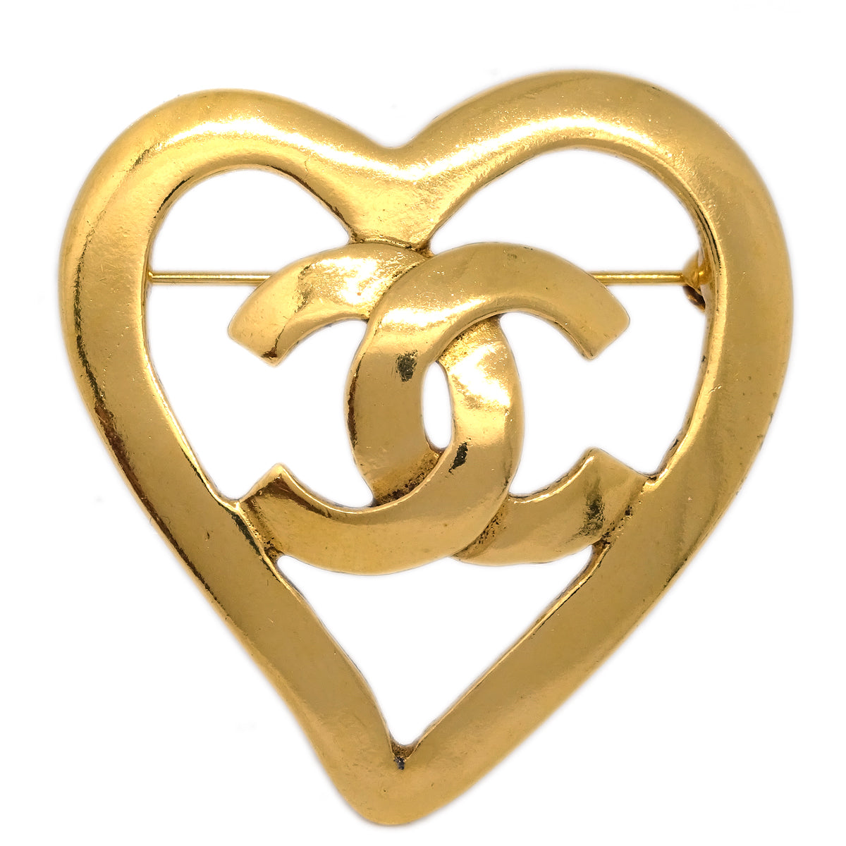 Luxury Chanel Heart Brooch Gold 95P