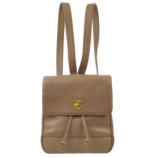 Luxury Chanel * 1996-1997 Brown Caviar Triple CC Backpack